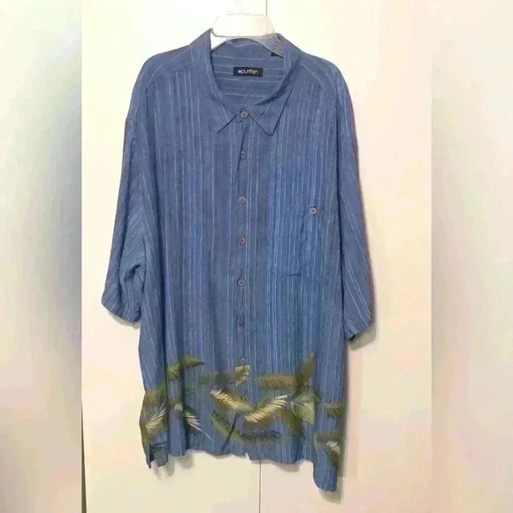 Puritan Vintage Mens Casual Button Down Hawaiian Striped Palm Leaf Shirt Sz 3XL - Picture 12 of 12